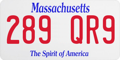 MA license plate 289QR9