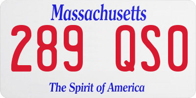 MA license plate 289QS0