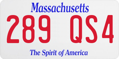 MA license plate 289QS4