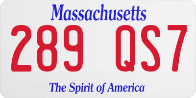 MA license plate 289QS7