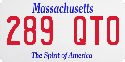 MA license plate 289QT0