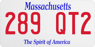 MA license plate 289QT2