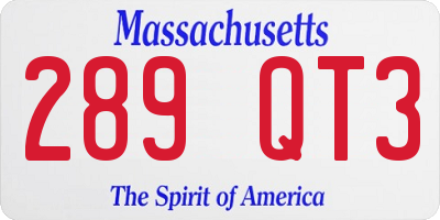 MA license plate 289QT3