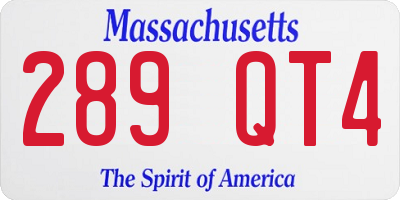 MA license plate 289QT4