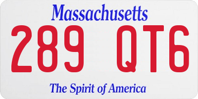 MA license plate 289QT6