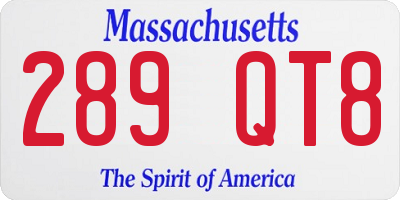 MA license plate 289QT8