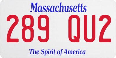 MA license plate 289QU2