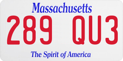 MA license plate 289QU3