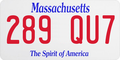 MA license plate 289QU7