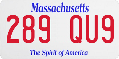 MA license plate 289QU9
