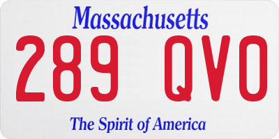 MA license plate 289QV0