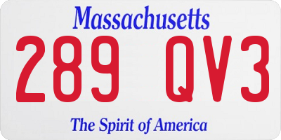 MA license plate 289QV3