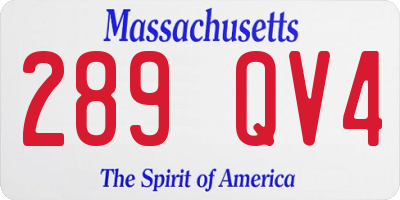 MA license plate 289QV4