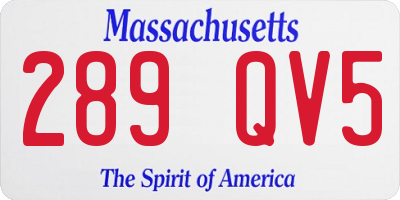 MA license plate 289QV5