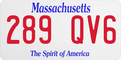MA license plate 289QV6