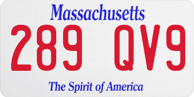 MA license plate 289QV9