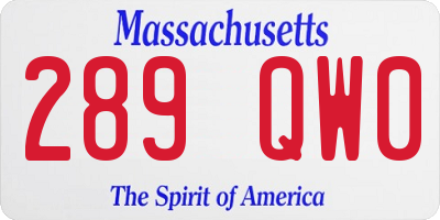 MA license plate 289QW0