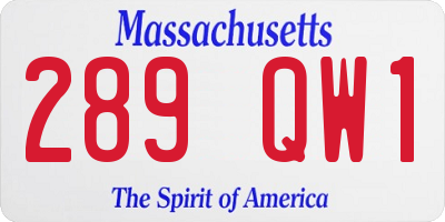 MA license plate 289QW1