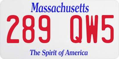 MA license plate 289QW5
