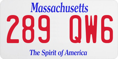 MA license plate 289QW6