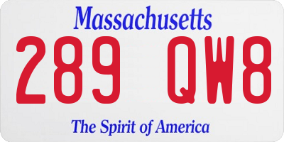 MA license plate 289QW8