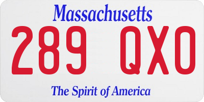 MA license plate 289QX0