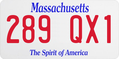 MA license plate 289QX1