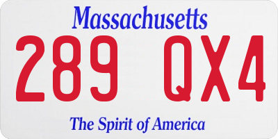 MA license plate 289QX4
