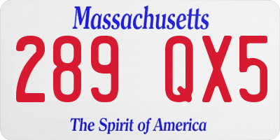 MA license plate 289QX5