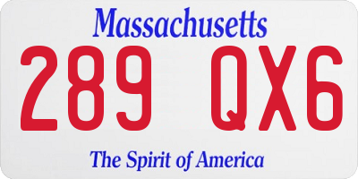 MA license plate 289QX6