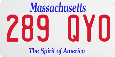 MA license plate 289QY0