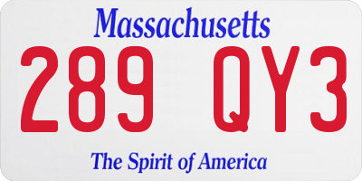 MA license plate 289QY3