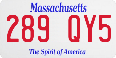 MA license plate 289QY5