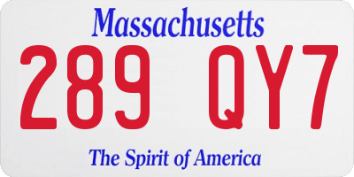 MA license plate 289QY7