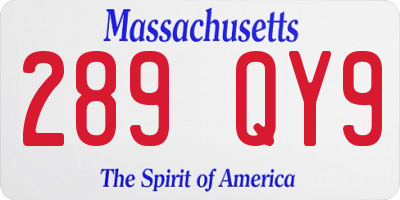 MA license plate 289QY9