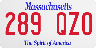 MA license plate 289QZ0