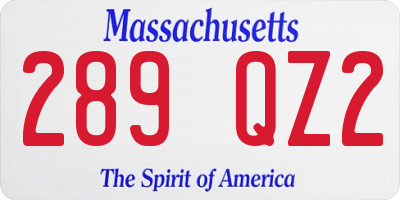 MA license plate 289QZ2