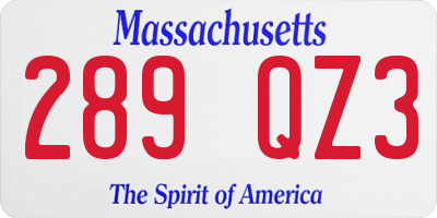MA license plate 289QZ3