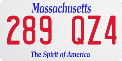MA license plate 289QZ4