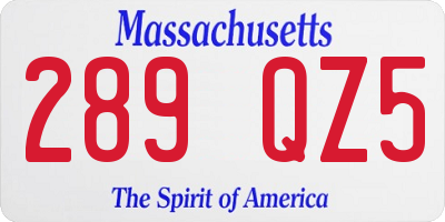 MA license plate 289QZ5