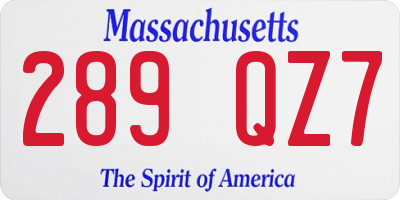 MA license plate 289QZ7