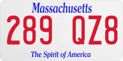 MA license plate 289QZ8
