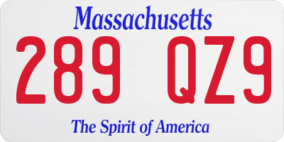 MA license plate 289QZ9