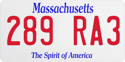 MA license plate 289RA3