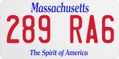MA license plate 289RA6