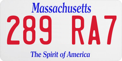MA license plate 289RA7