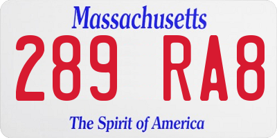 MA license plate 289RA8