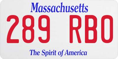 MA license plate 289RB0
