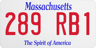 MA license plate 289RB1