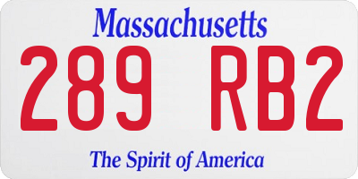 MA license plate 289RB2
